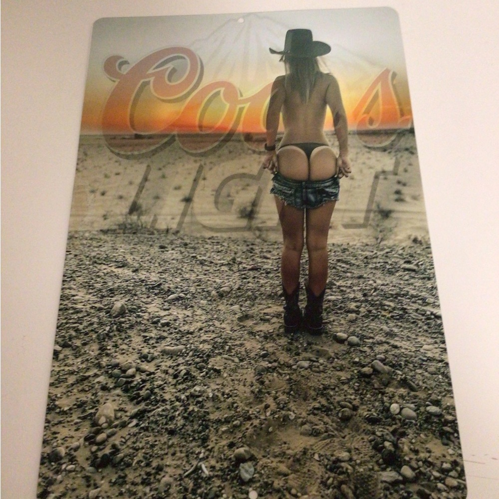 Coors Light girl model metal tin sign
